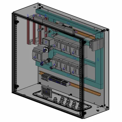 نمای سه بعدی کامل تابلو در EPLAN Pro Panel